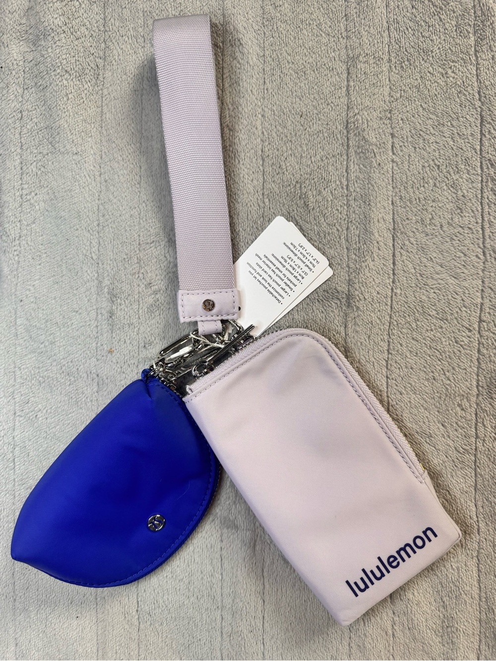 lululemon athletica Dual Pouch Wristlet in Light Lilac and Cobalt